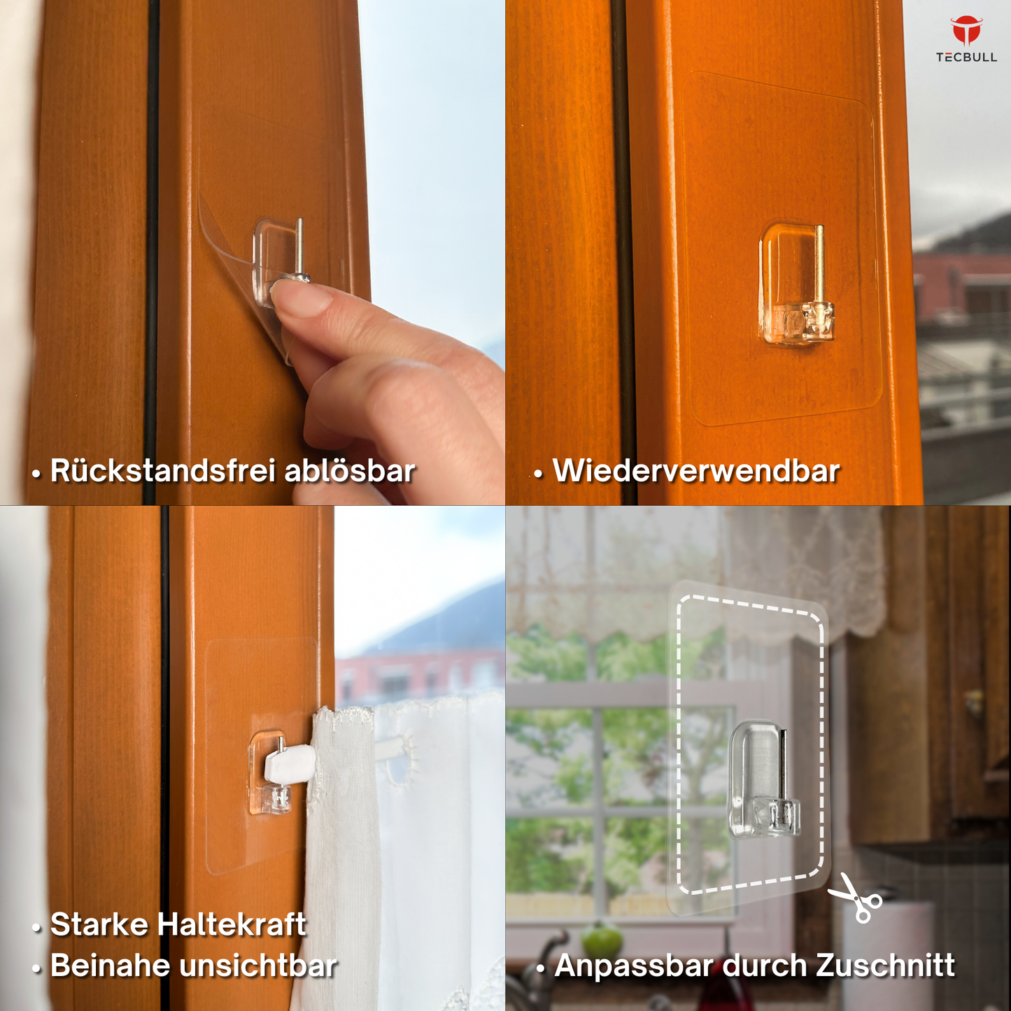 TECBULL® Magische Vitragestangen Halter, Fenstergardinen Halter