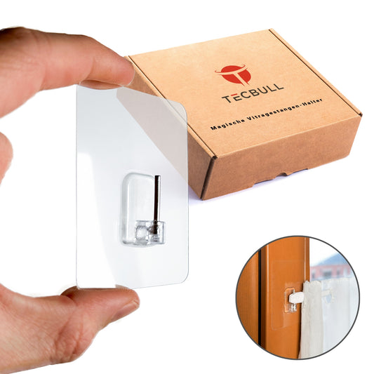 TECBULL® Magische Vitragestangen Halter, Fenstergardinen Halter