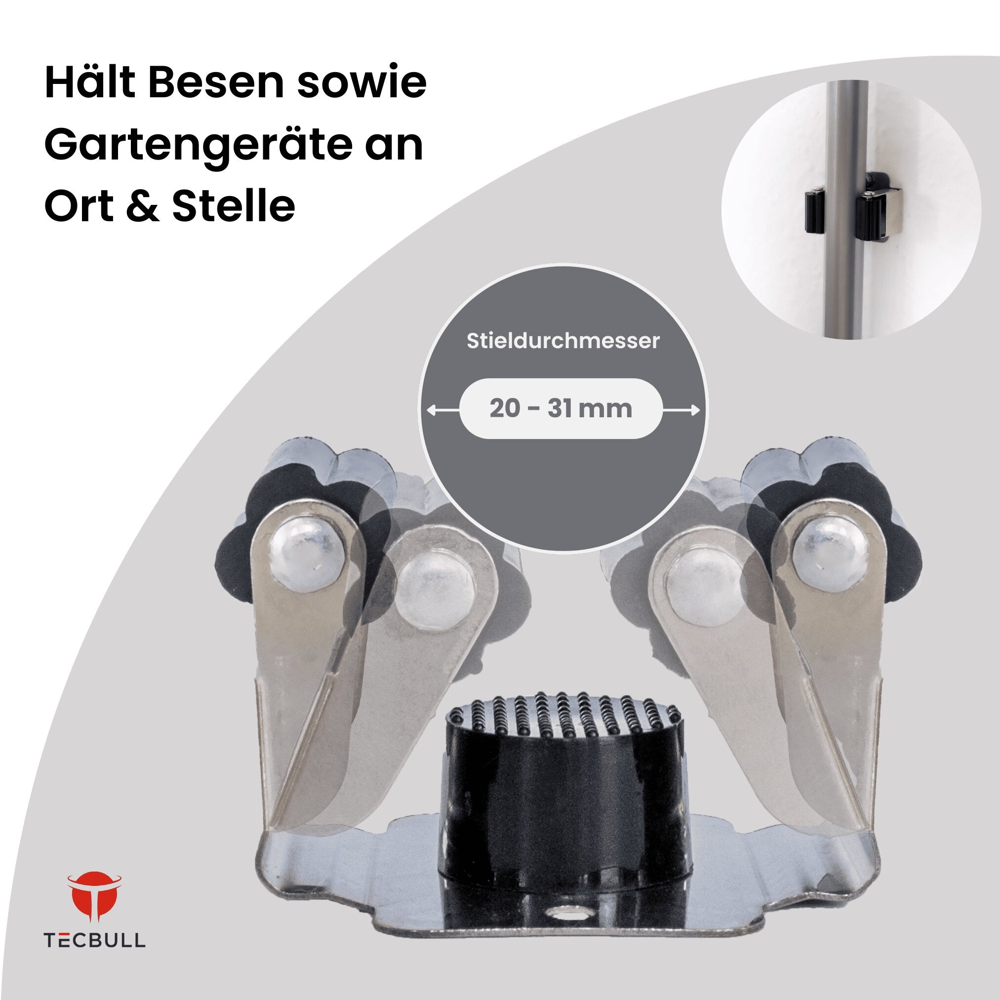 TECBULL® Besenhalterung Wand, Halterung Besen Mopp