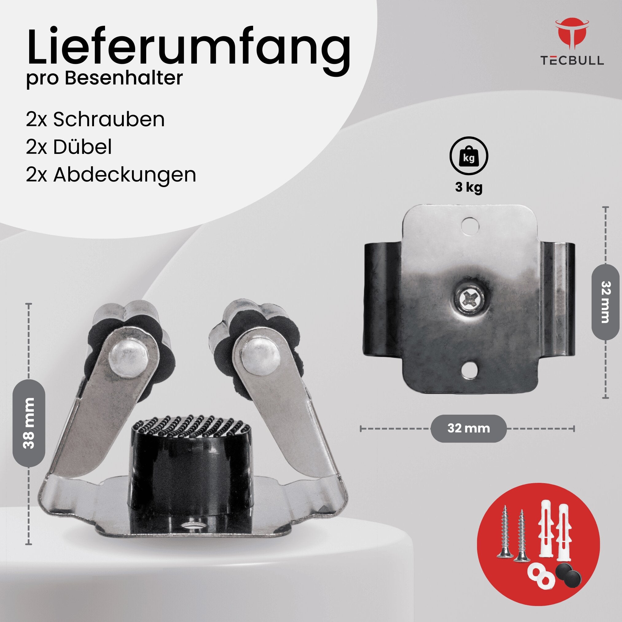 TECBULL® Besenhalterung Wand, Halterung Besen Mopp
