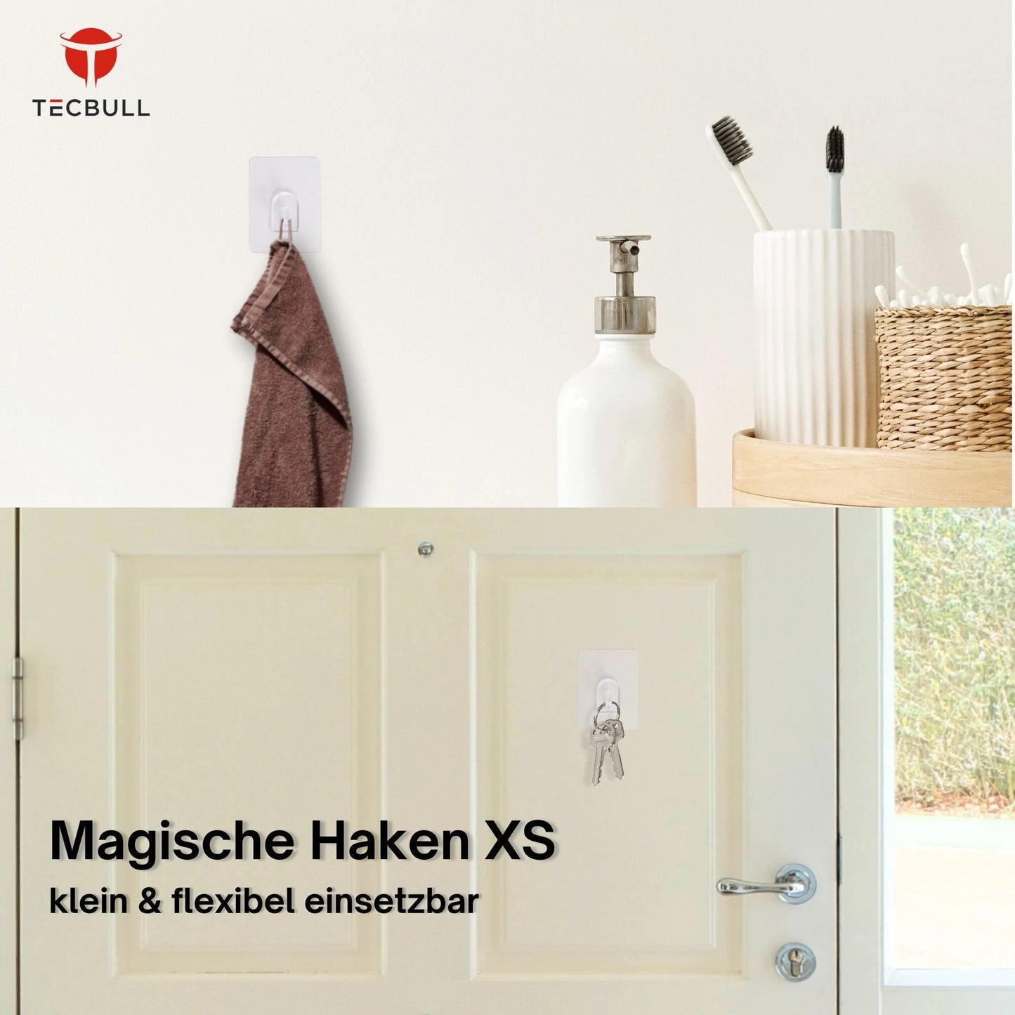 TECBULL® Magische Haken XS, rückstandsfrei ablösbar, wiederverwendbar