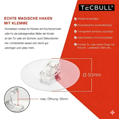 TECBULL® Magische Klammern Dekoration, rückstandsfrei Ablösbar