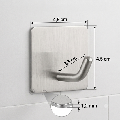 TECBULL Klebehaken V2 Edelstahl massiv, Wandhaken selbstklebend