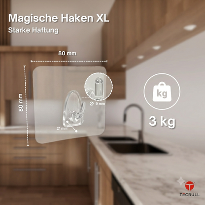 TECBULL® Magische Haken XL, rückstandsfrei ablösbar, wiederverwendbar