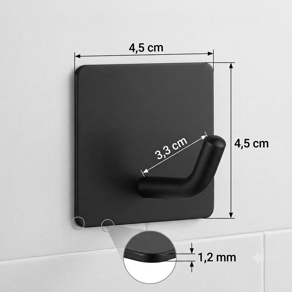 TECBULL Klebehaken V2 Edelstahl massiv, Wandhaken selbstklebend