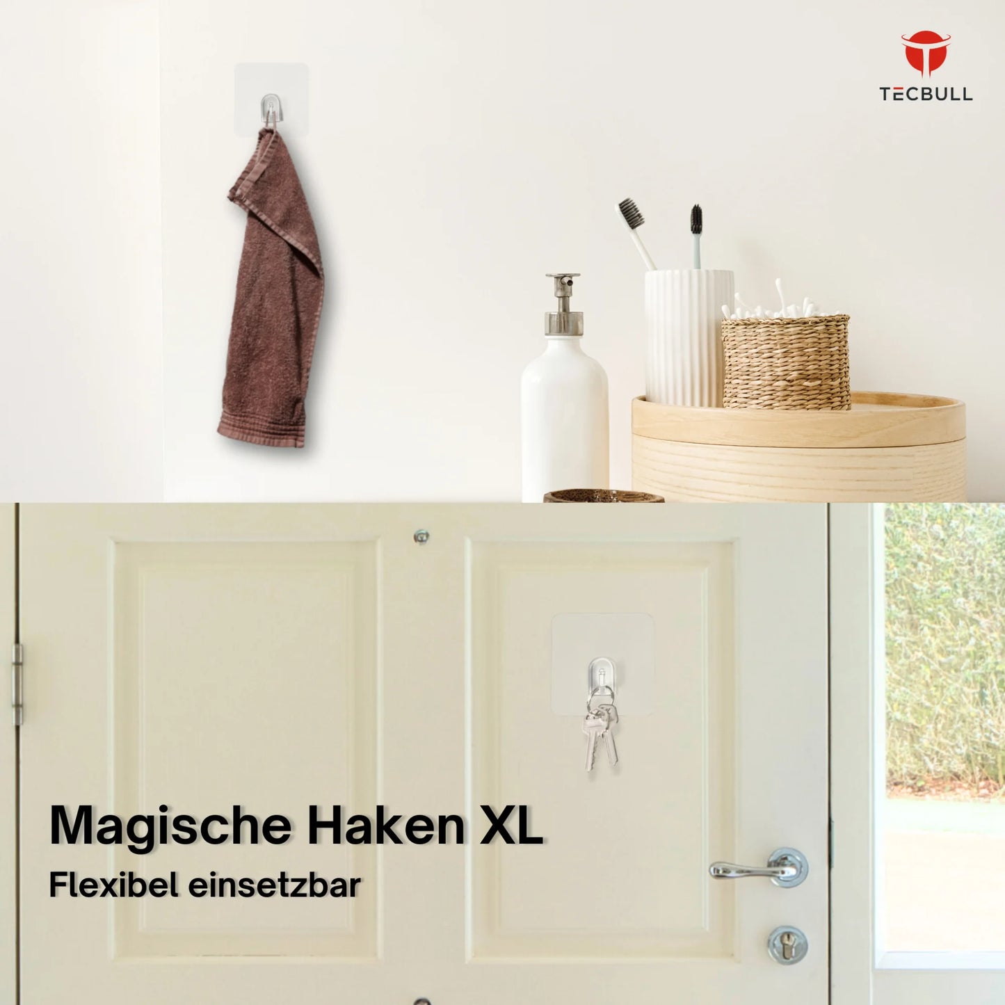 TECBULL® Magische Haken XL, rückstandsfrei ablösbar, wiederverwendbar