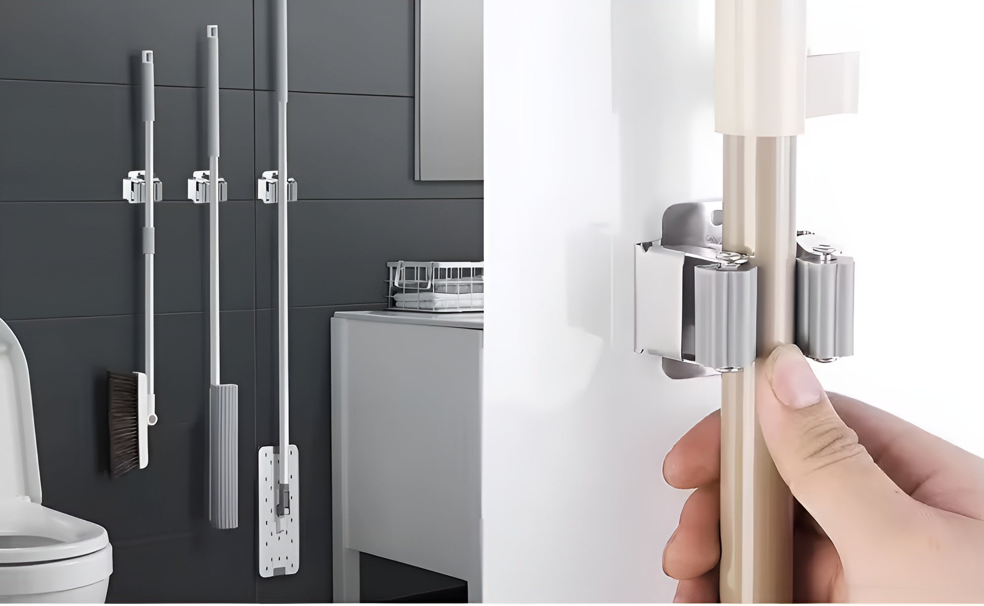 TECBULL® Besenhalterung Wand, Halterung Besen Mopp