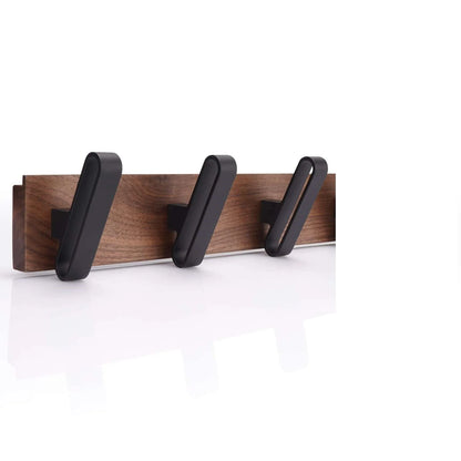 TECBULL® Garderobe Walnussholz Deluxe mit Design Aluminium Haken schwarz - 3x
