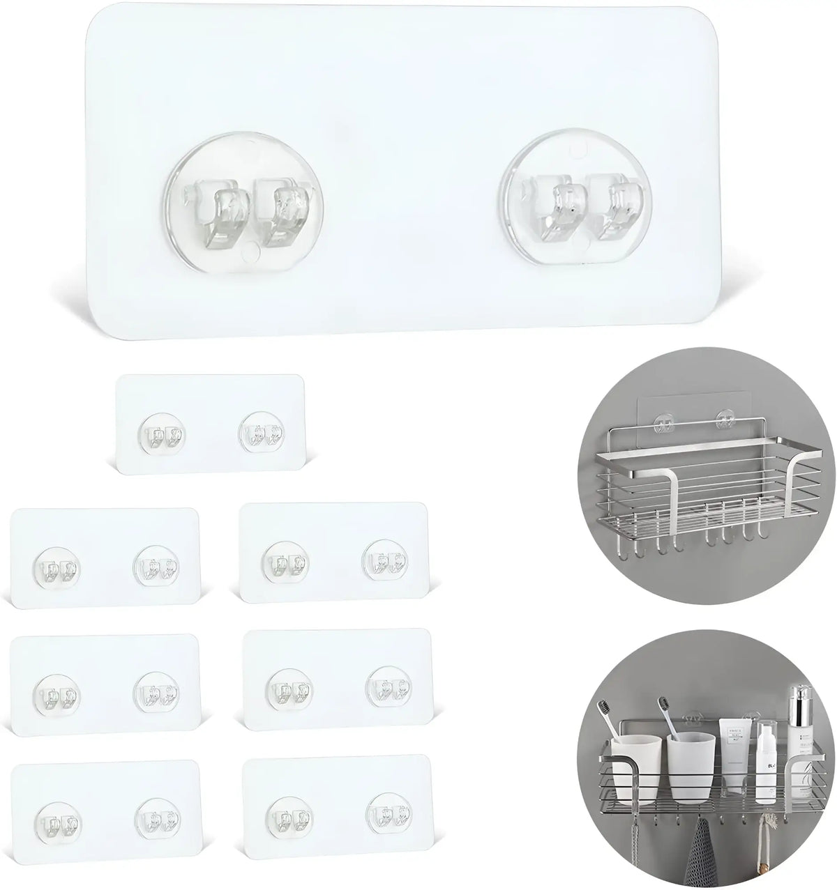 TECBULL® Duschkorb Halterung Gewürzregal Haken selbstklebend - 10er Pack / Doppelhalterung