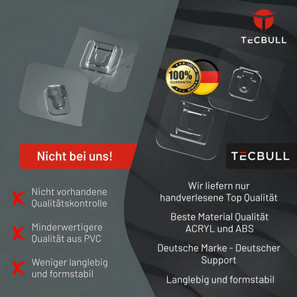 TECBULL® Klebehaken Klebebefestigungsset Haken+Öse ohne Bohren