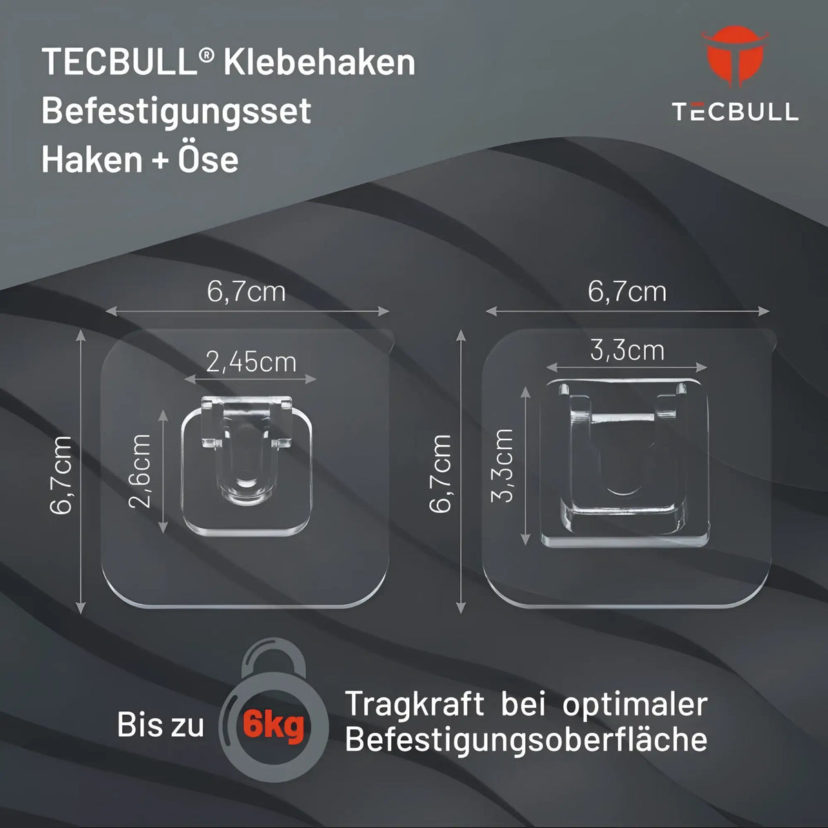 TECBULL® Klebehaken Klebebefestigungsset Haken+Öse ohne Bohren