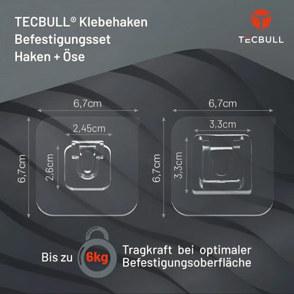 TECBULL® Klebehaken Klebebefestigungsset Haken+Öse ohne Bohren