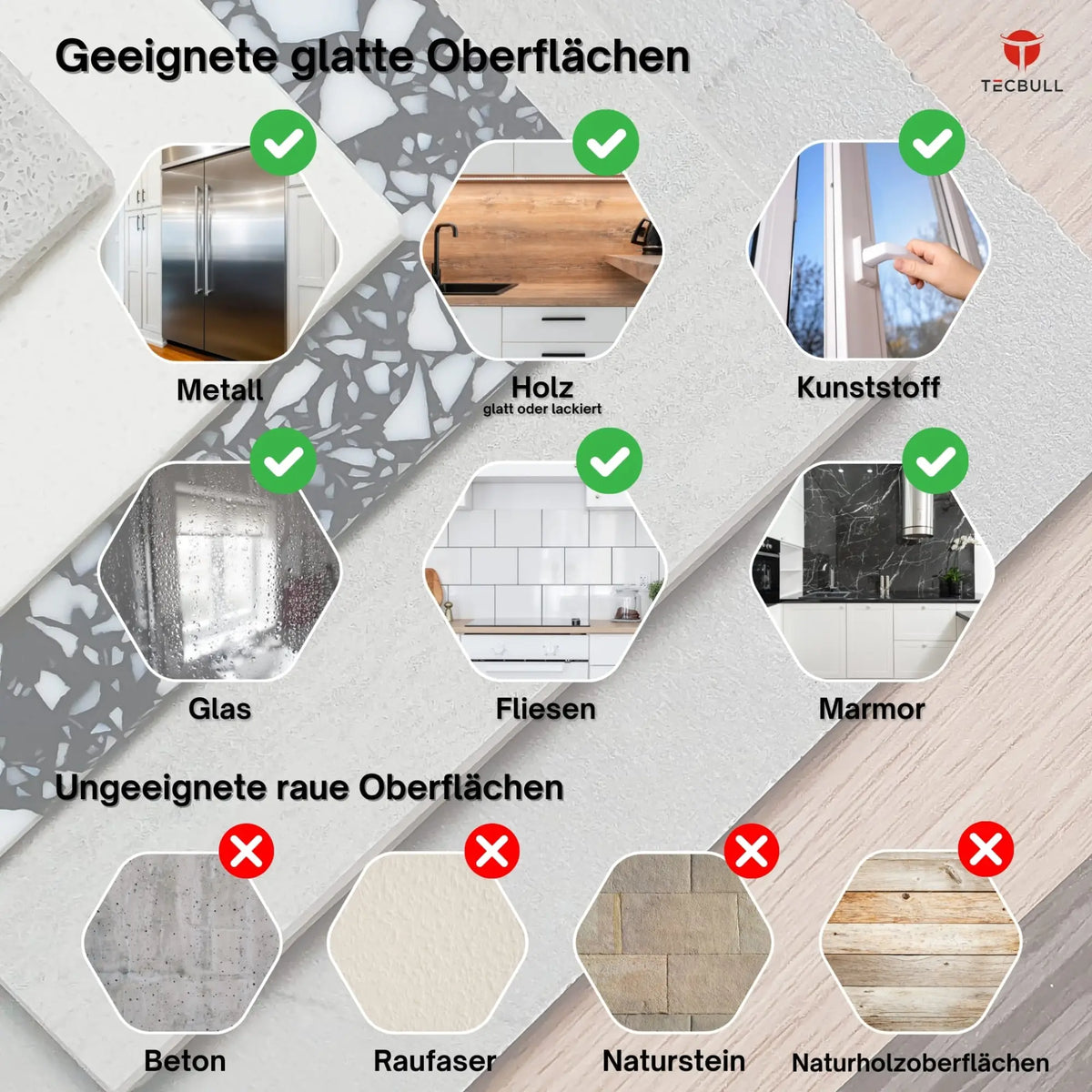 TECBULL® Magische Haken XL rückstandsfrei ablösbar wiederverwendbar