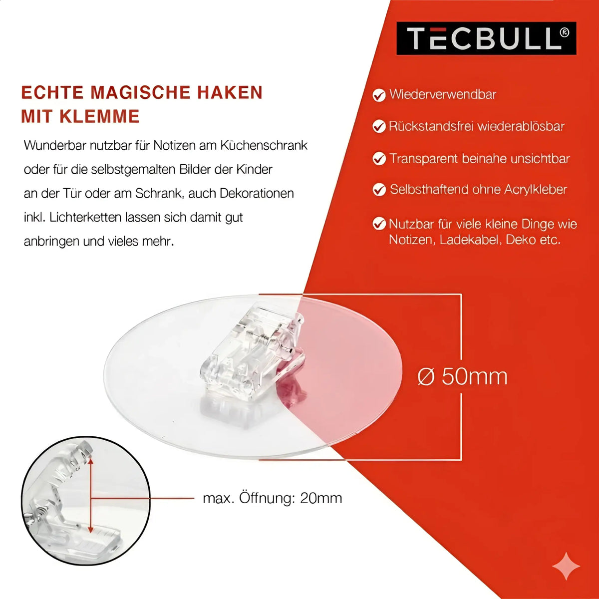 TECBULL® Magische Klammern Dekoration wiederverwendbar
