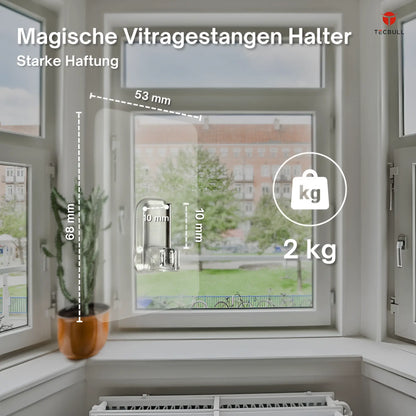 TECBULL® Magische Vitragestangen Halter Fenstergardinen