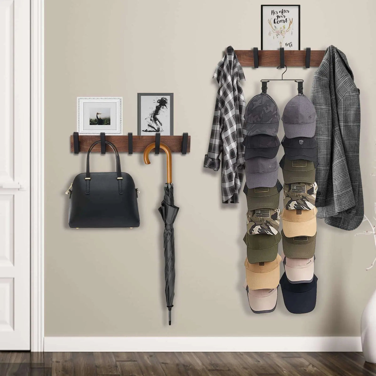 TECBULL® Wand Garderobe Walnussholz Deluxe Exklusive Garderobenleiste