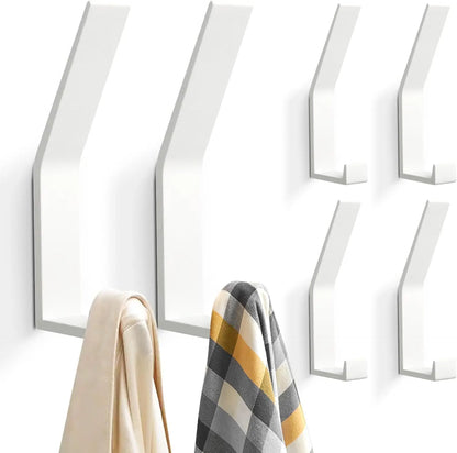 TECBULL® Wand Garderobenhaken - Befestigung ohne sichtbare Schrauben - 6er Pack - Weiß matt