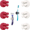 TECBULL® FUNNY HOOKS Zahnbürstenhalter Zahnbürstenhalterung Rasiererhalter - 6er Pack / Rot/Weiß