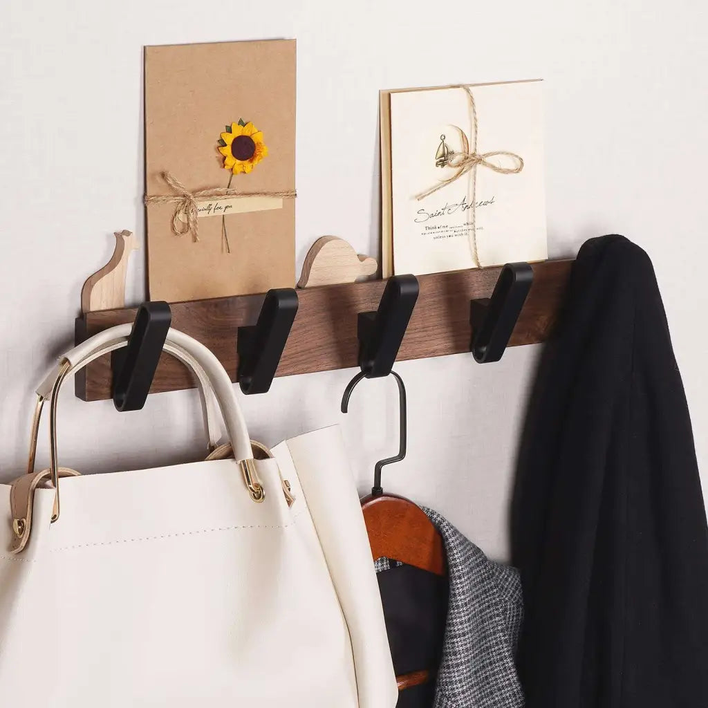 TECBULL® Garderobe Walnussholz Deluxe Haken matt schwarz