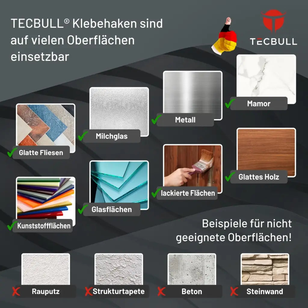 TECBULL® MultiPack 7 Sorten - Klebehaken Klebeschraube Klebeösen etc.