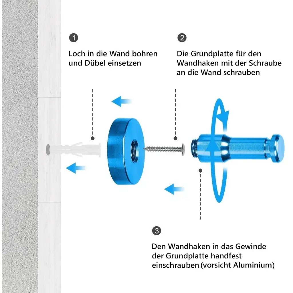 TECBULL® Wandhaken Garderobenhaken Wandgarderobe Kleiderhaken Alu eloxiert